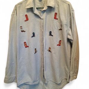 Women’s Vintage Embroidered Cowboy Boot Shirt